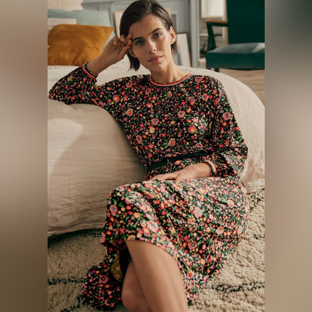 Boden Long Sleeve Floral Midi Dress